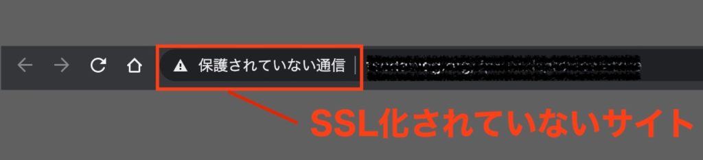 SSLが有効化されていないサイトの表示